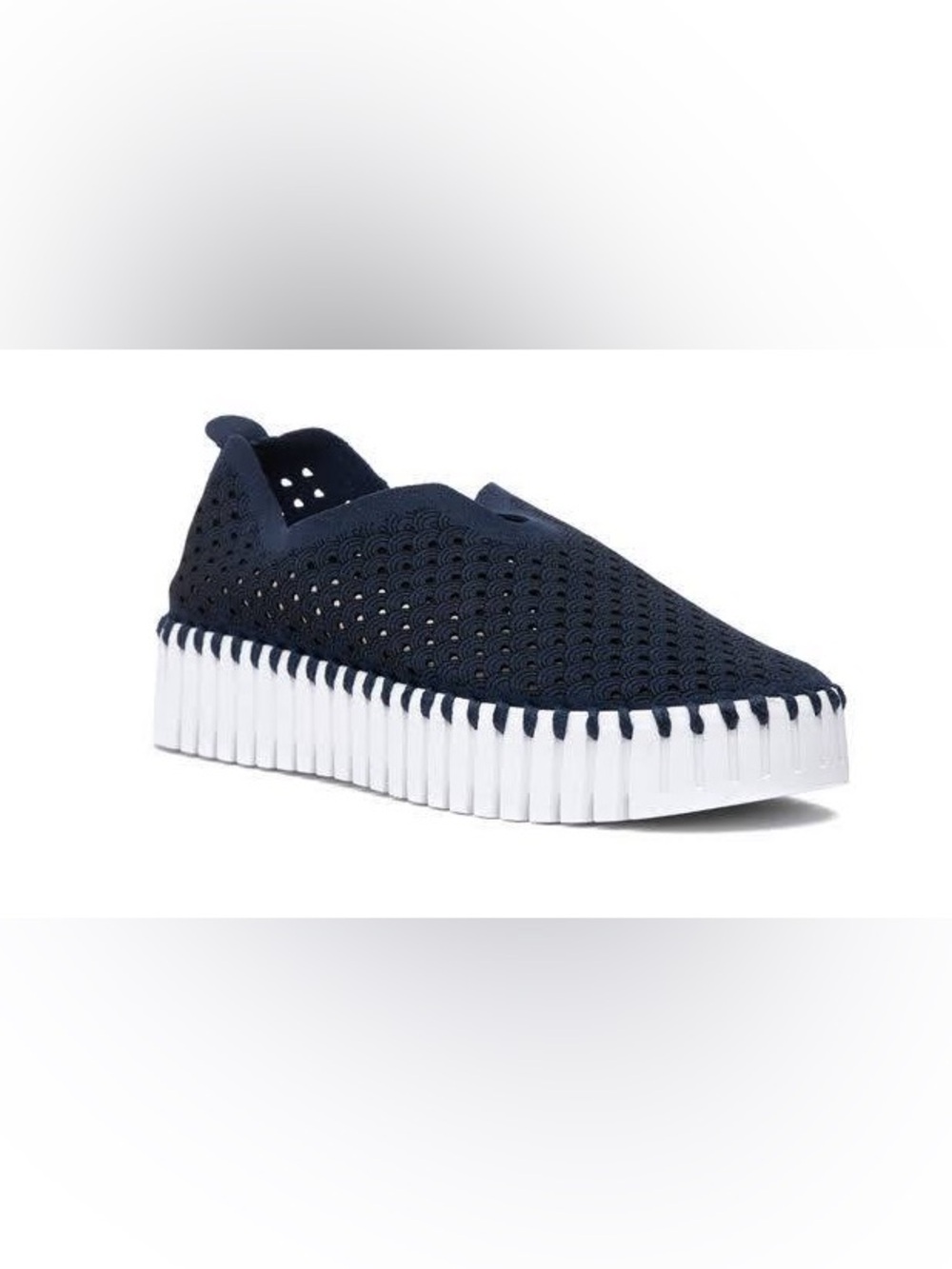Isle Jacobsen Women's Navy Perforated Slip-On Platform Tennis Shoe